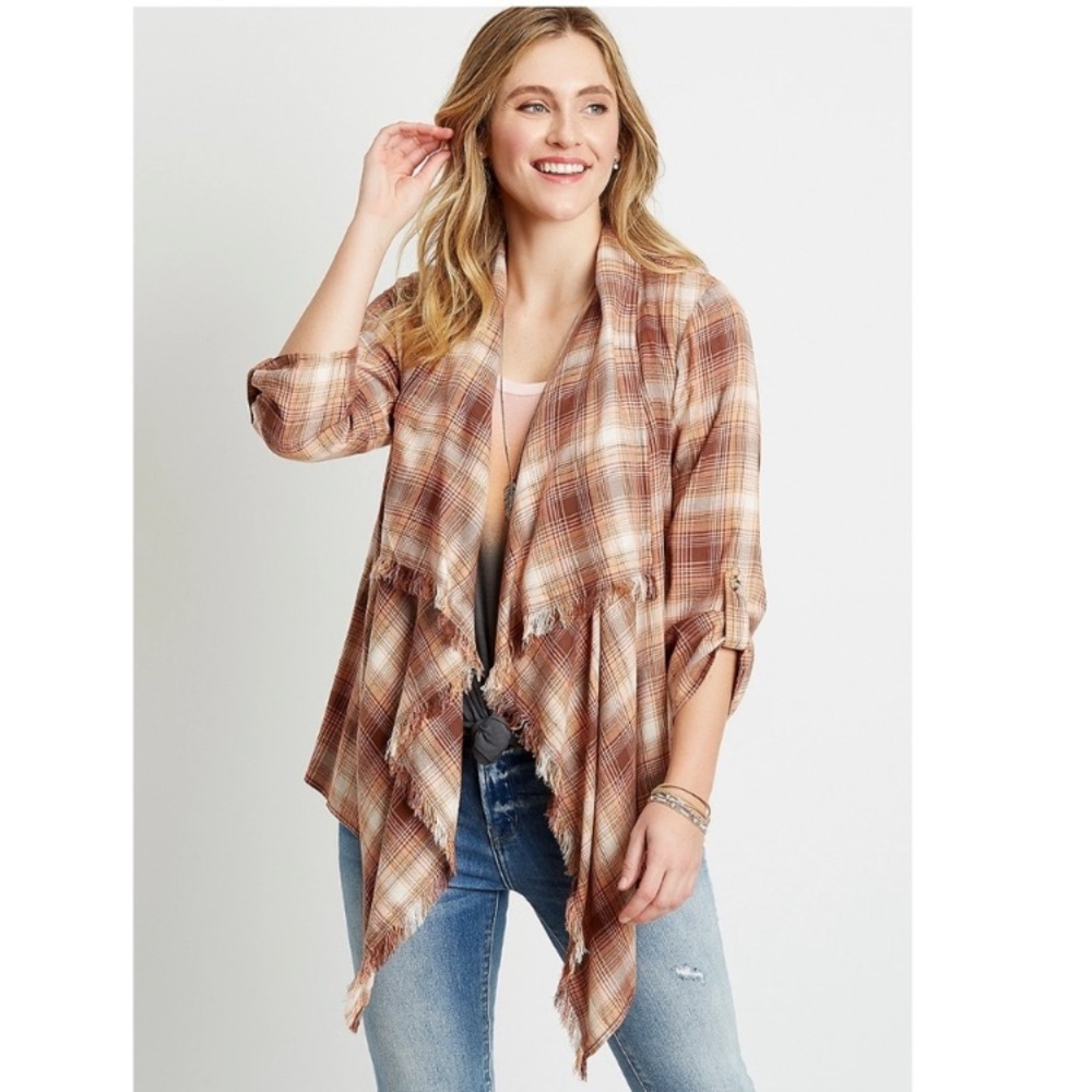 Maurices Cardigan Wrap Flannel Waterfall Open Plus Size 2X